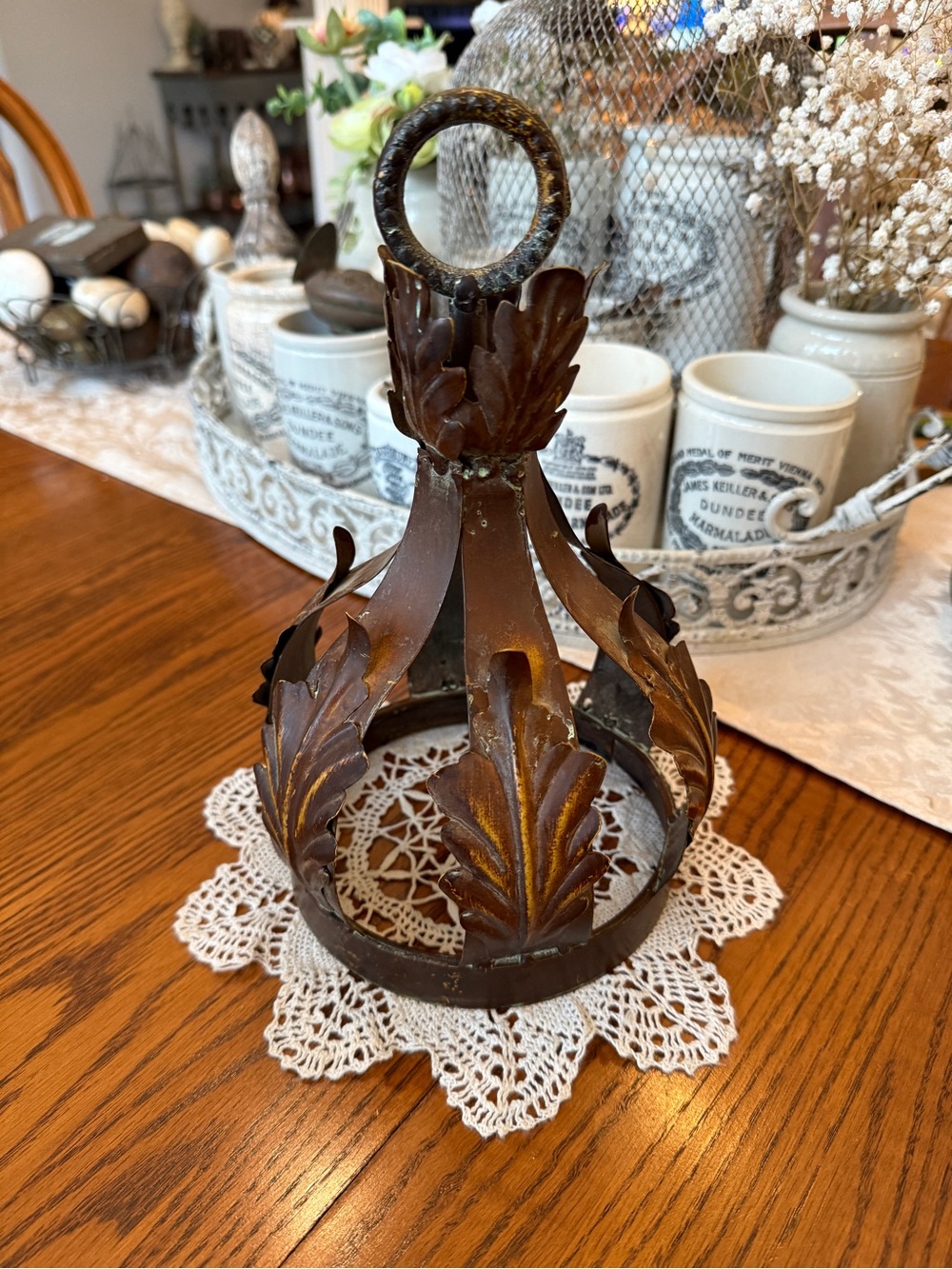 Ornate Copper Metal Decorative Crown Accent - Picture 15 of 16